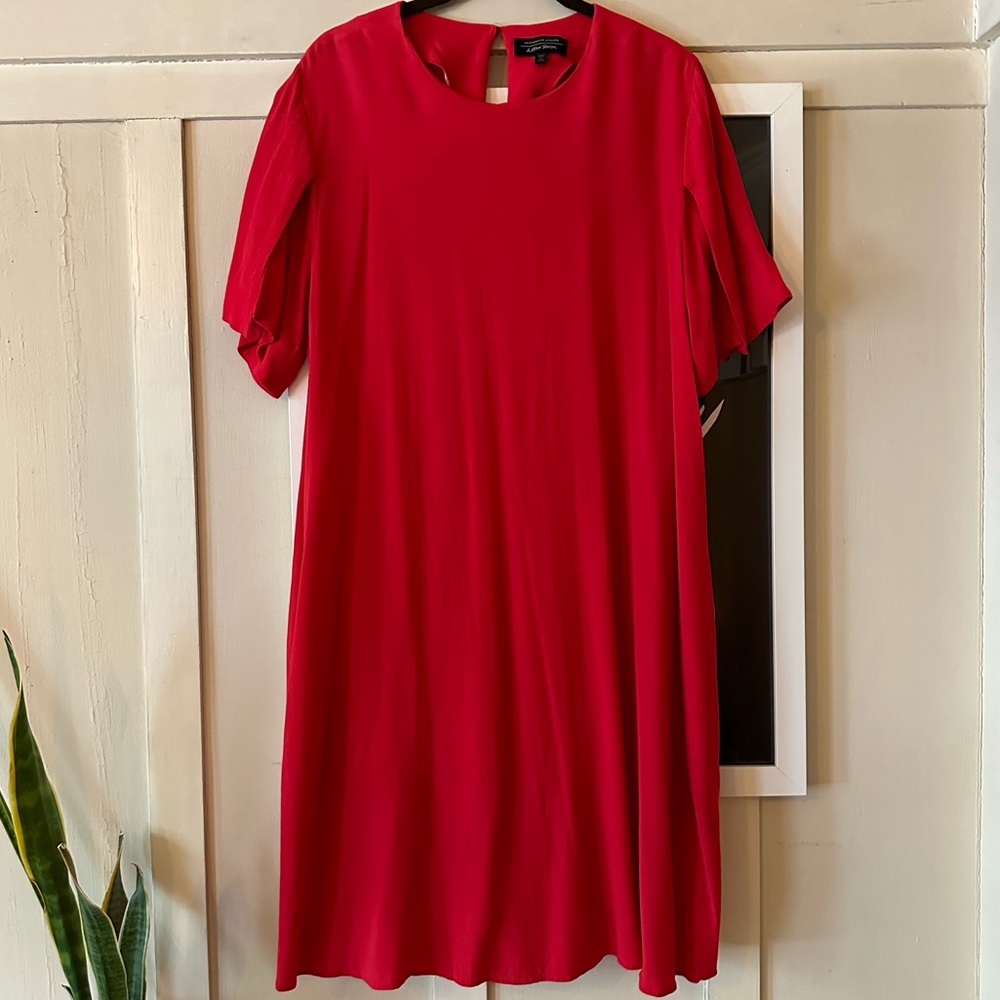 & Other Stories Red Knee Length Dress with Tulip Sleeves size 10